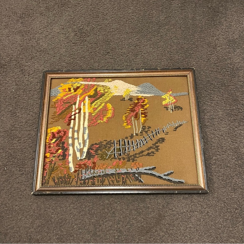 Vintage Embroidery Crewel Outdoor Scenery - Picture 2 of 8